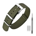 thumbnail image 1 of ANNEFIT Nylon Watch Band 22mm, One-Piece Waterproof Military Watch Straps with Heavy Silver Buckle (Army Green), 1 of 4