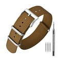 thumbnail image 1 of ANNEFIT Nylon Watch Band 22mm, One-Piece Waterproof Military Watch Straps with Heavy Silver Buckle (Brown), 1 of 4