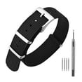 thumbnail image 1 of ANNEFIT Nylon Watch Band 24mm, One-Piece Waterproof Military Watch Straps with Heavy Silver Buckle (Black), 1 of 4