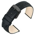 thumbnail image 1 of ANNEFIT Retro Watch Band 19mm, Crazy Horse Leather Watch Strap with Quick Release, Black Stainless Steel Buckle (Black), 1 of 3