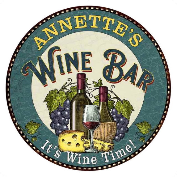 ANNETTE'S Wine Bar 14" Round Metal Sign Wall Gift 100140043381