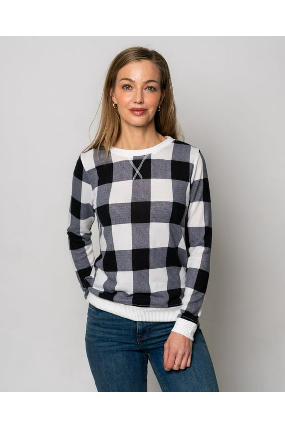 ANNIE PLAID COZY KNIT TOP