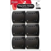 Annie Magnetic Hair Roller Set 2 1/2 inch, 6 Count, Black