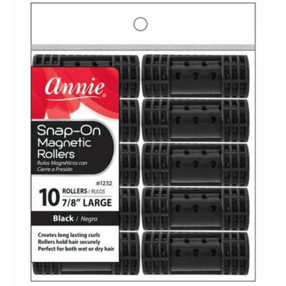 ANNIE - Snap-On Magnetic Rollers 10PCS 7/8" LARGE BLACK