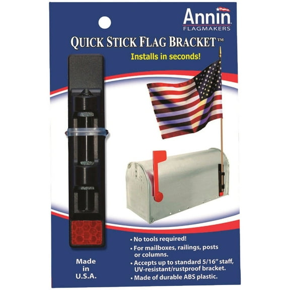 Annin Flagmakers Quick Stick Flag Bracket 1943 - Rust Resistant Plastic - Black