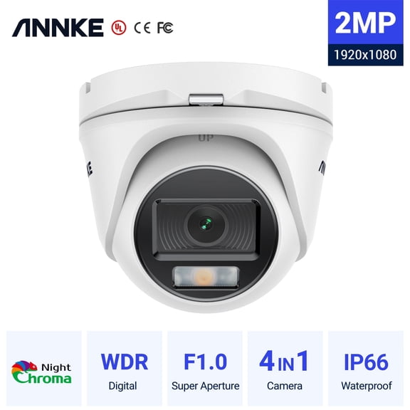 ANNKE 1080P 4IN1 Security Camera TVI Full Color Night Vision Home CCTV Surveillance, Turret Cameras with Metal Housing, IP66 Weatherproof, 2.8mm Lens, Support OSD, 1920 (H) X 1080 (V) Resolution