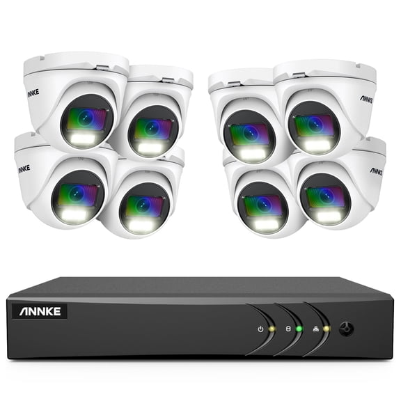 ANNKE 1080P H.265+ 8 Channel 8 Cameras Wired CCTV System, 8PCS Security Camera System with NO HDD, 3K AI DVR and 1080P Full-color Camera, Acme Color Night Vision, Remote Monitoring, IP66