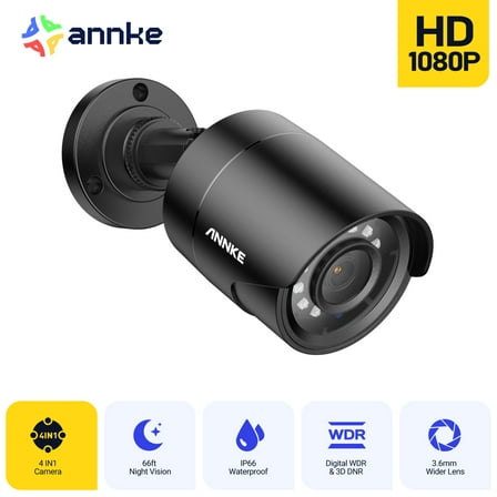 ANNKE 1080p Security Surveillance Camera for Home CCTV System,2MP Bullet Camera with Super Night Vision, IP66 Surveillance Weatherproof Camera