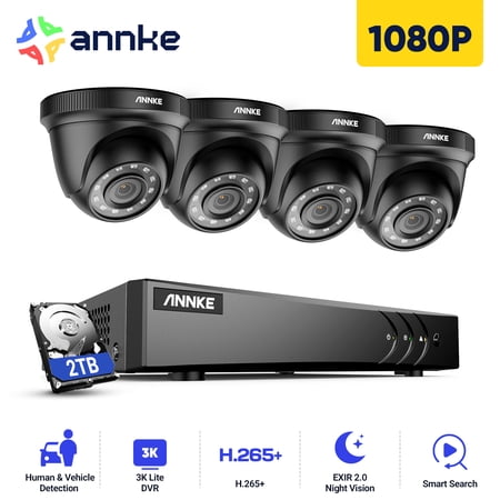 ANNKE 16 Channel Security Camera System 4Pcs 1080P IP66 Weatherproof Outdoor CCTV Camera 16CH 1080P Video Surveillance Kits with 2TB Hard Drive, with Human & Vehicle Detection, H.265+, 100 ft Infrar