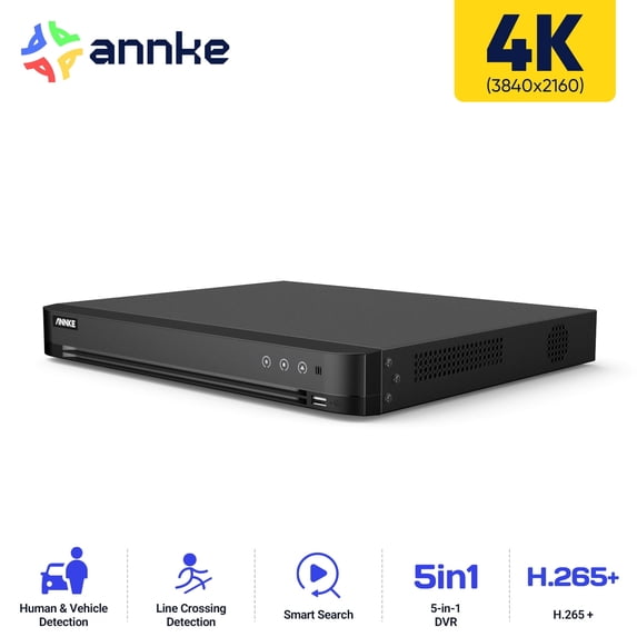 ANNKE 16CH 4K Surveillance Digital Video Recorder with Human & Vehicle Detection, 8MP H.265+ Security DVR for Home& Business, Easy Live Viewing, Recording & Playback, Dual Hard Drive Bays, 0TB HDD