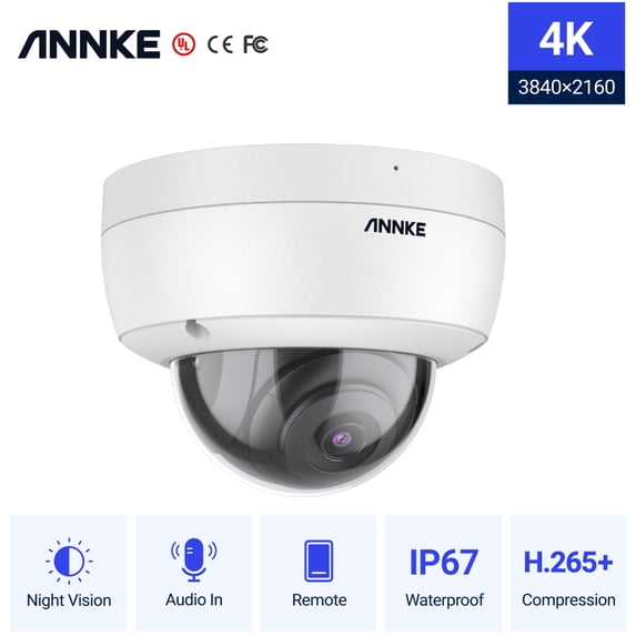 ANNKE 1Pcs Ultra HD 8MP Poe Camera 4K Outdoor Indoor Weatherproof Security Network Dome EXIR Night Vision Email Alert CCTV Camera