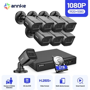 ANNKE 2MP Security Camera System, 8 Channel 3K Lite DVR Recorder with AI Motion Detection, 8X 1080P Add-on Wired Cameras with 65ft IR Night Vision, IP67, 3.6mm Lens, 2TB HDD, Black