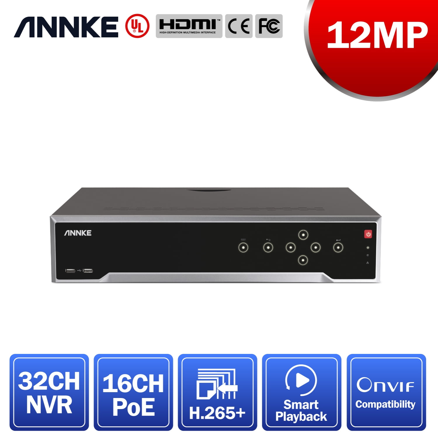 ANNKE 32 Channel 12MP PoE Network Video Recorder for PoE Security Camera with 0TB Hard Drive, H