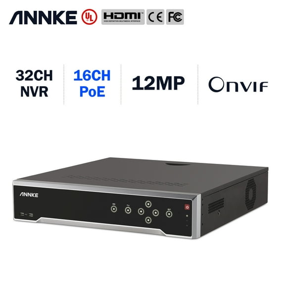 ANNKE 32 Channel 12MP PoE Security Network Video Recorder with 0TB, H.265+ NVR w/ 16 Ports PoE Recording, Customized Motion Areas, Supports 32x 12MP IP Cameras
