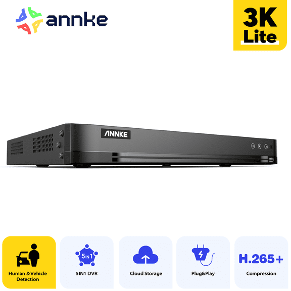 ANNKE 32 Channel H.265+ AI DVR Recorder with Human/Vehicle Detection, 5-in-1 5MP Surveillance CCTV DVR with HDMI Output for Home Security Camera System 24/7 Recording, P2P Technology, NO Hard Drive