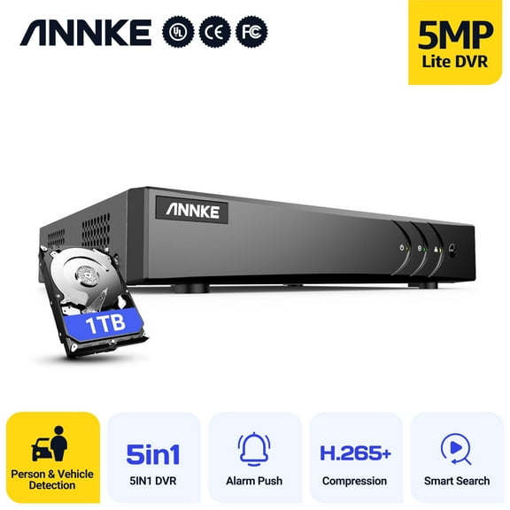 ANNKE 3K Lite 8 Channel Hybrid 5-In-1 CCTV Digital Video DVR Recorder, Human & Vehicle Detection, H.265+, Supports Up To 8 BNC Cameras & 2 IP Cameras, 1T Hard Drive
