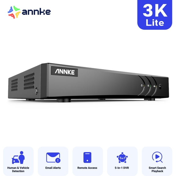ANNKE 3MP 8-Channel Digital Video Recorder, Equipped with AI Human and Vehicle Detection, H.265+ Compression Technology, Remote Access Support, 0TB Hard Drive Included