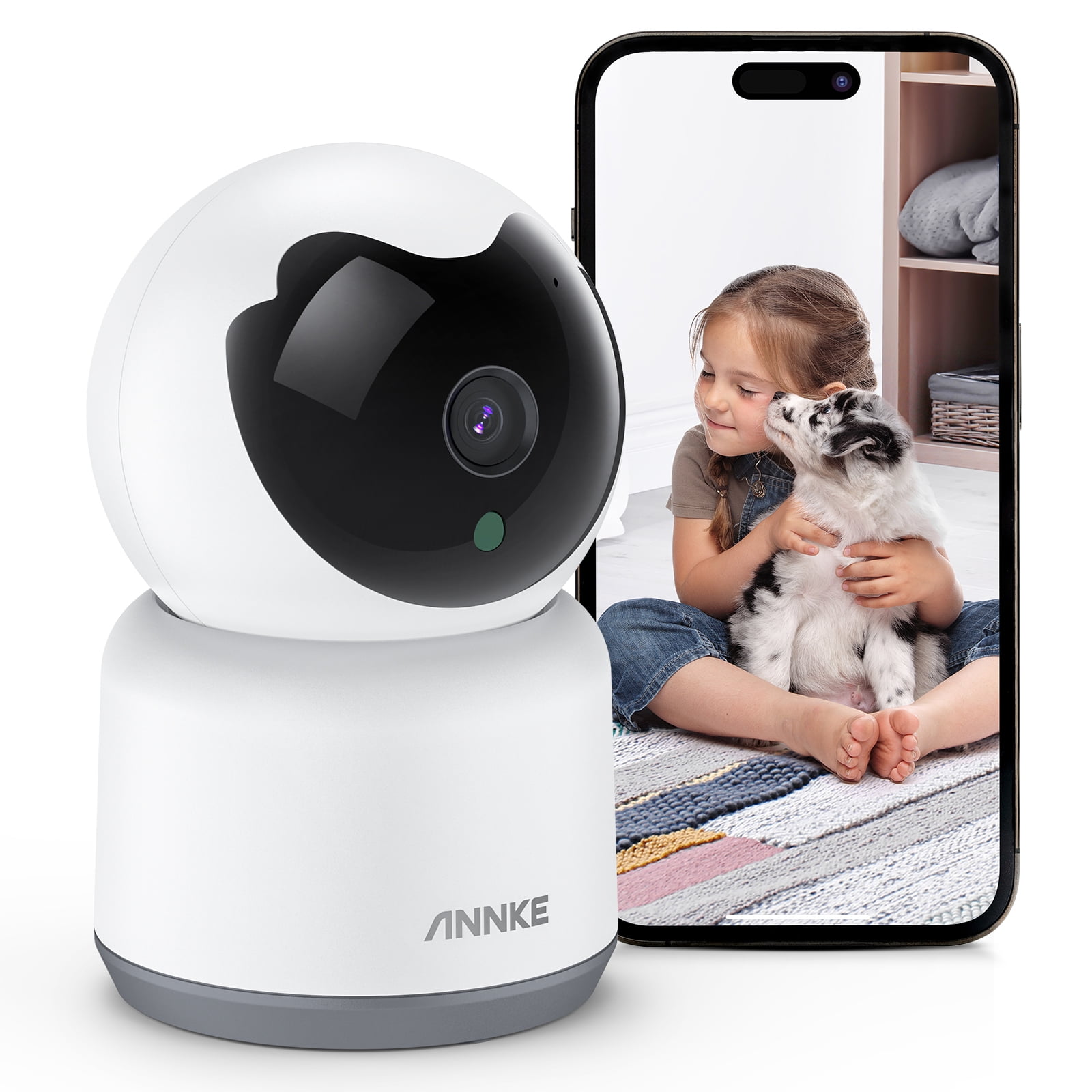 ANNKE 3MP WiFi Pan Tilt Home Baby/Pet Monitor, Upgraded 3MP Indoor Security Camera, 360-degree with Two-Way Audio, Human Motion Detection, Cloud & SD Card Storage