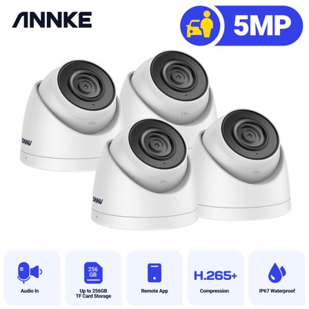 ANNKE 4-Pack 3K Ultra HD PoE IP Security Camera AI Human Vehicle Detection, 4mm Lens, 100Ft IR Night Vision, IP67 Weatherproof, Remote Access, Motion Alerts