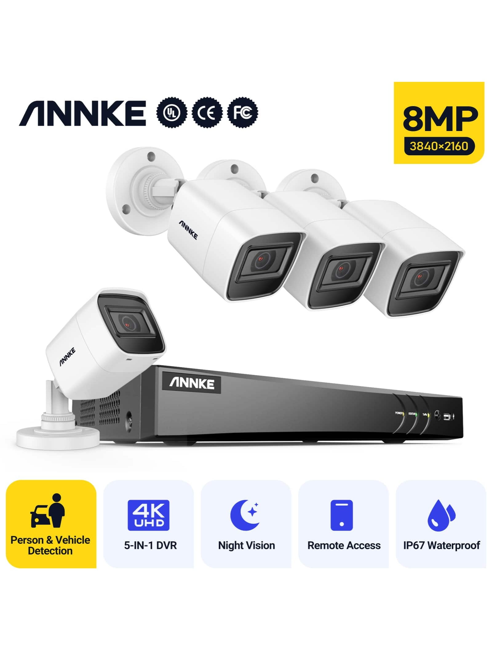 ANNKE 4K 8 Channel AI DVR Recorder With Human & Vehicle Detection, 8MP