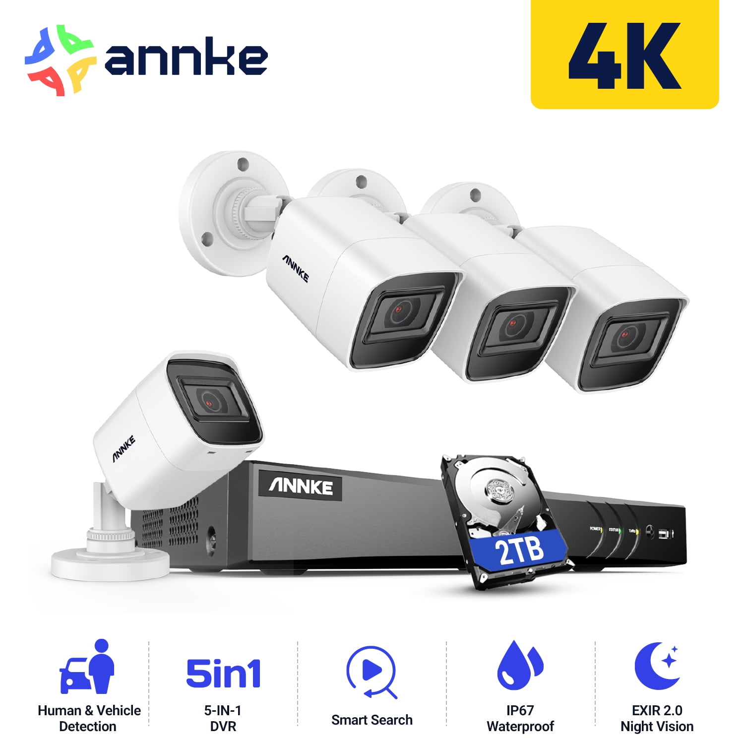 ANNKE 4K 8CH H.265+ Home Security Camera System with Human & Vehicle