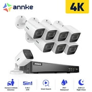 ANNKE 4K H.265+ 8CH AI DVR Recorder with Human & Vehicle Detection, Home Security System and 8X8MP (3840x2160) Ultra HD Outdoor Cameras, Work with Alexa, IP67 Weatherproof, 100ft EXIR Night Vision