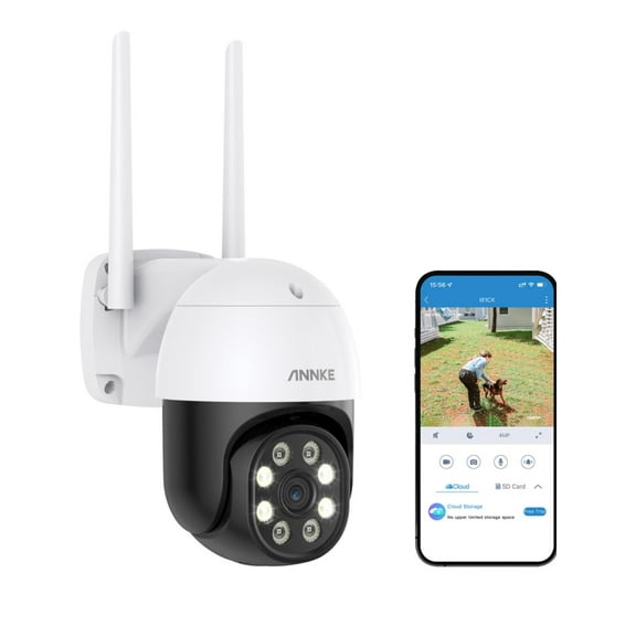 ANNKE 4MP PTZ Outdoor Security Camera, 8X Digital Zoom Auto Tracking for Home Security, 2.4GHZ WiFi Security Camera with AI Human Detection, Color Night Vision, Two Way Talk, Compatible with Alexa