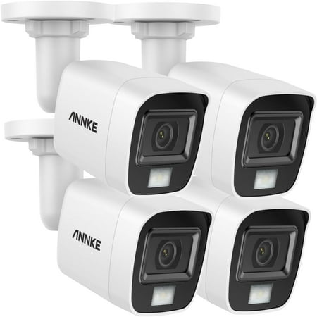 ANNKE 4Pcs 1080P Security Camera Kits with Smart Dual Light, Built-in Mic, 4-in-1 (TVI/AHD/CVI/CVBS) CCTV Surveillance Cam with 3.6mm Lens&78° Angle of View, IP67 Weatherproof with Power Cables