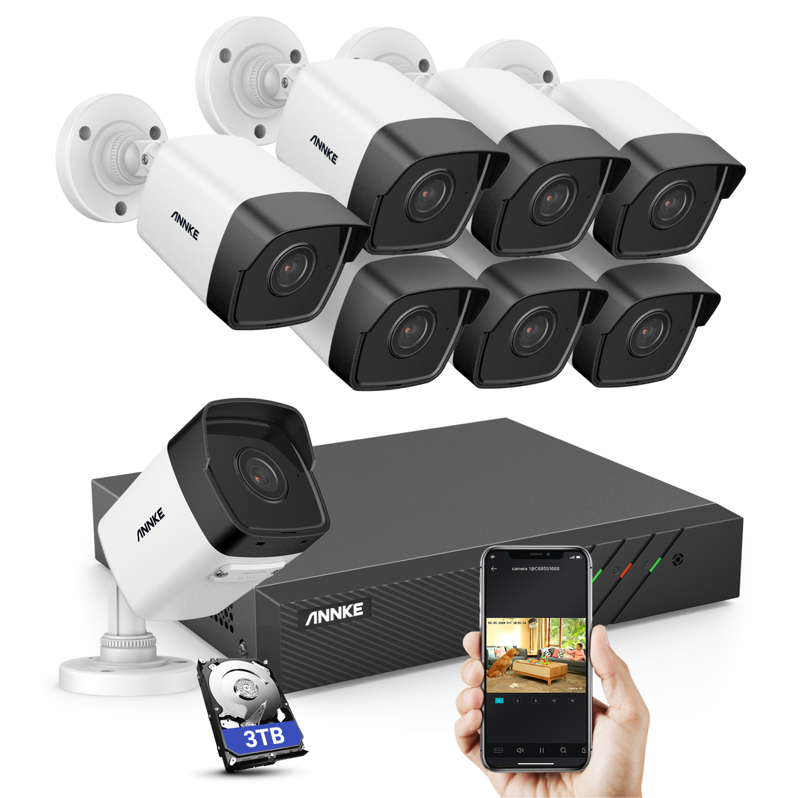 ANNKE 5MP H.265+ Super HD Poe Network Video Security System 8pcs ...