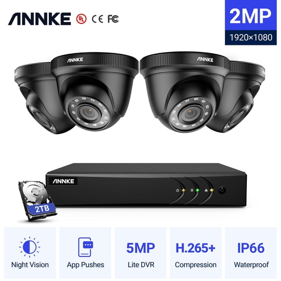 ANNKE 8 Channel 1080p Video Surveillance System with 4pcs 1080P HD Cameras,Motion Alert, Remote Access,2TB Hard Drive