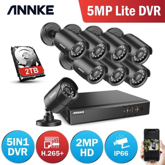 ANNKE 8CH 1080P Outdoor CCTV Video Home Security 4PCS Bullet Weatherproof Camera System Surveillance Kits With 2T Hard Drive Disk