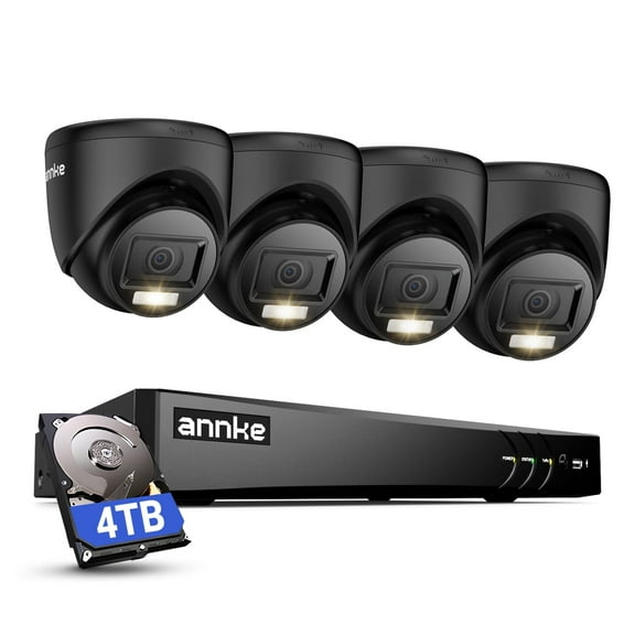 ANNKE 8CH Wired Outdoor Security Camera System with AI Human/Vehicle Detection, 4K H.265+ 5-in-1 DVR and 4x2MP Cameras, Email Alert with Snapshots, 4TB HDD, 66ft Night Vision, Smart Dual Light