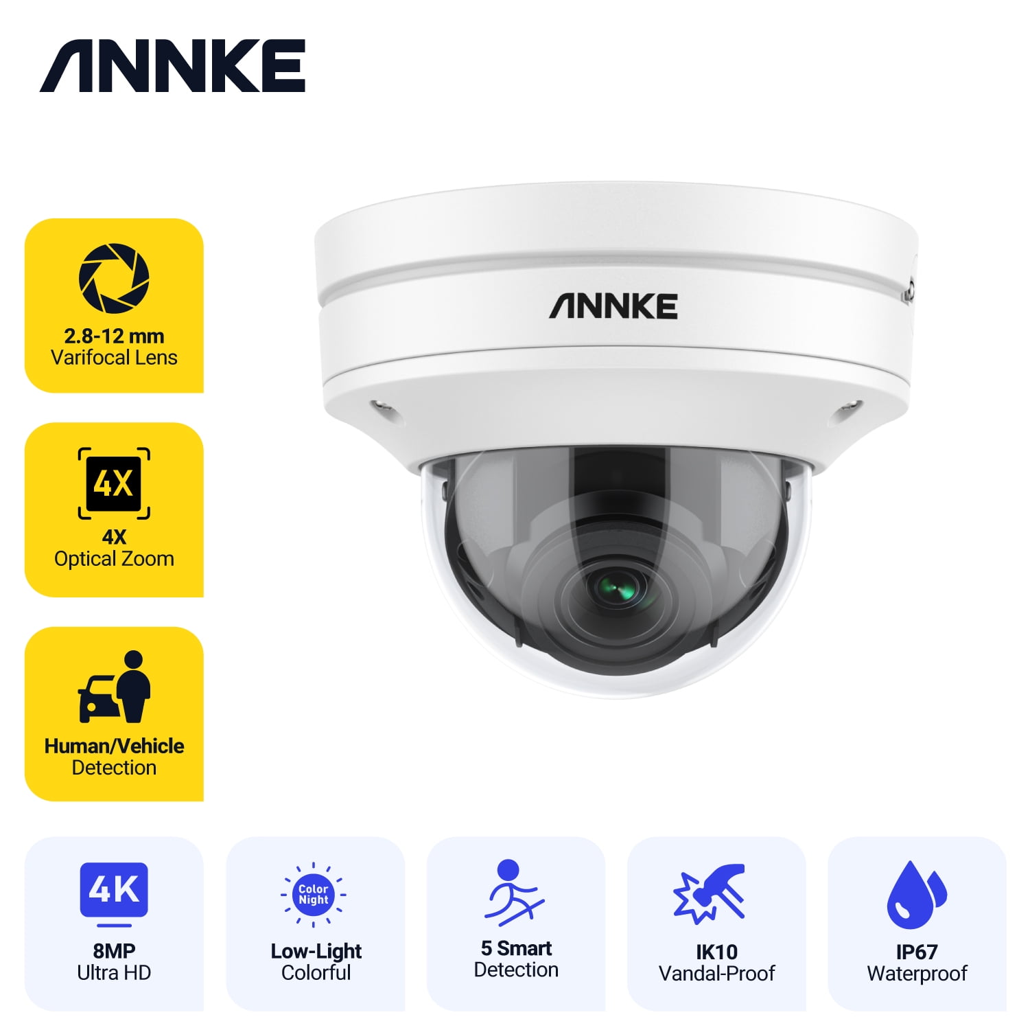ANNKE 8MP 4K 4X Motorized Varifocals PoE Dome Security Camera