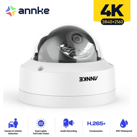ANNKE 8MP Outdoor Security Camera, Wired 4K Wireless Camera Night Vision with AI Motion Detection Alarm, IP67 Weatherproof, 4mm Lens, Built-in Mic, Dual Lights Night Vision