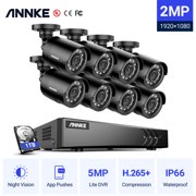 ANNKE 8pcs 3K Security DVR Camera System, 8CH H.265+ 8 x 1920TVL 2MP IP66 Home CCTV Cameras with AI Human/Vehicle Detection, Smart Playback, Email Alert with Images, 1TB Hard Driv