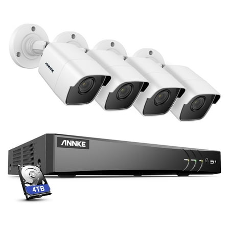 ANNKE CCTV Camera System 8-Channel 4K Ultra HD H.265+ DVR and 4pcs 5MP HD Weatherproof Cameras with EXIR LED IR Night Vision, Email Alert with Snapshots, Remote Access,4TB Hard Drive