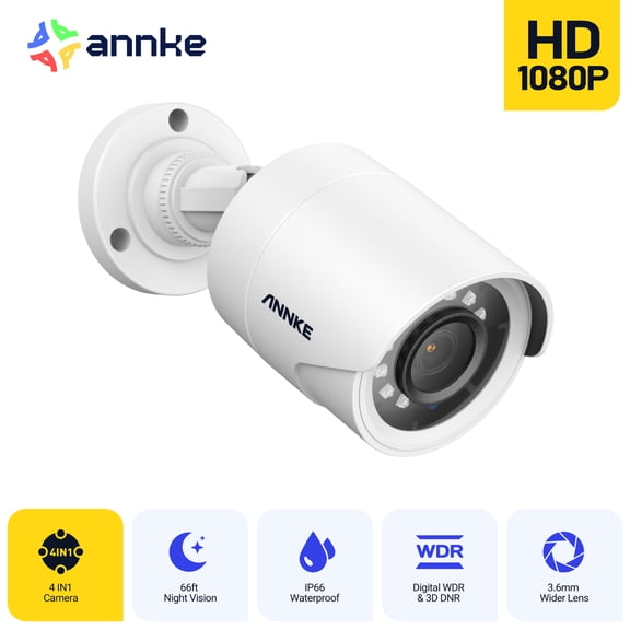 ANNKE E200 1080P HD 4IN1 CCTV Wired Bullet Security Camera Home Surveillance 2MP Outdoor 100ft Clear IR Night Vision, AHD/TVI/CVI/CVBS, (Power Adapter Not Included)