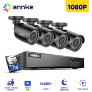 ANNKE 2MP 8CH Security Camera System, 5MP DVR, 4 1080p IP66 Cameras, AI Detection, Remote Viewing, 1TB Storage