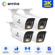 ANNKE H.265+ 3K 4PCS PoE Security IP Camera Two Way Audio Outdoor Color Night IP67 AI Motion, Smart Dual Light Bullet Cameras for Home Surveillance, IP67 Weatherproof, Human & Vehicle Detection