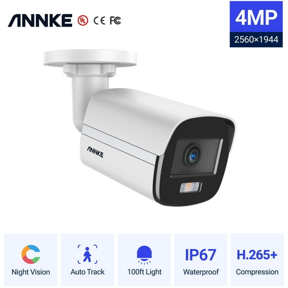 ANNKE NC400 True Full Color Night Vision H.265+ 4MP Super HD PoE Bullet IP Security Camera for Outdoor Indoor CCTV Surveillance