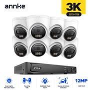 ANNKE 4K PoE Security Camera System with Audio Recording, 2mm Lens,8 Channel 12MP H.265+ NVR with 8Pcs 5MP IP Turret Cameras, With AI vehicle detection, IP67 Weatherproof,NO Hard Drive