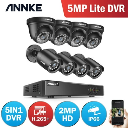 ANNKE Security Camera System CCTV,8 Channel 5-in-1 DVR with 8pcs Wired 1080p HD Indoor Outdoor Cameras with IR Night Vision