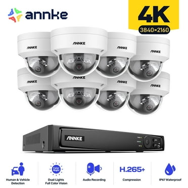 ANNKE Security Camera System PoE, 16CH H.265  12MP NVR, 8X 4K Dome Security IP Cams, AI Motion Detection, Built-in Mic Audio Recording, Smart Color Night Vision, NO HDD, IP67 Waterproof, Security Kit