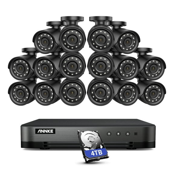 ANNKE Surveillance Camera System,16 Channel 5-in-1 DVR with 4TB Hard Drive,10pcs Wired 1080p HD Indoor Outdoor Cameras with IR Night Vision