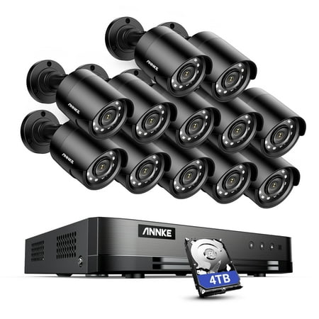 ANNKE Video Surveillance Kit,16 Channel 5-in-1 DVR with 4TB Hard Drive,12pcs Wired 1080p HD Indoor Outdoor Cameras with IR Night Vision
