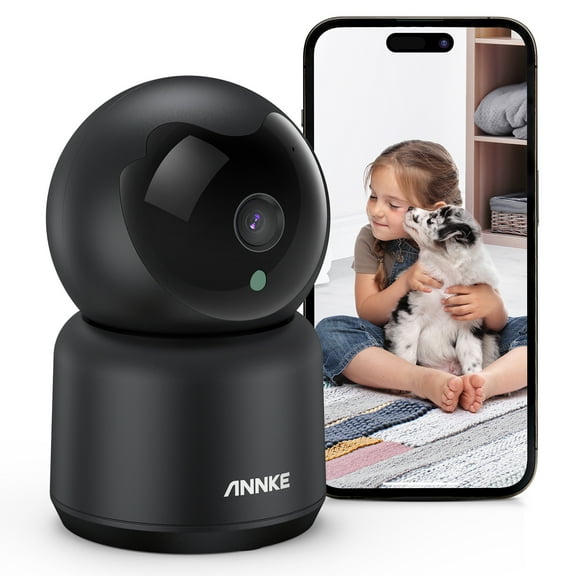 ANNKE WiFi Pan Tilt Smart Security Camera, 3MP HD Baby/Pet Monitor Indoor Camera 360-degree with Two-Way Audio, Human Motion Detection, Cloud & SD Card Storage, Compatible with Alexa(Black)