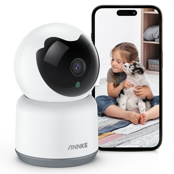 ANNKE WiFi Pan Tilt Smart Security Camera, Upgraded 3MP Baby/Pet Monitor, Indoor IP Camera 360-degree with Two-Way Audio, Human Motion Detection, Cloud & SD Card Storage, Works with Alexa(White)