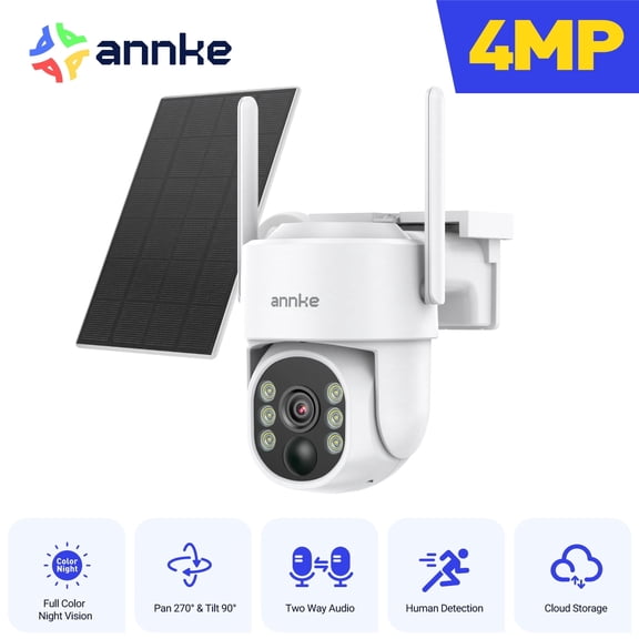 ANNKE security cameras wireless outdoor ,2.4G&5.8G WiFi Cameras for Home Security,270 Pan & 90 Tilt,4MP solar security camera,9000mA