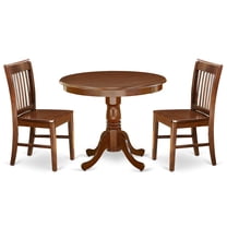 ANNO3-MAH-W 3 Piece Round 36" Table and Four Kitchen Wood Seat Chairs