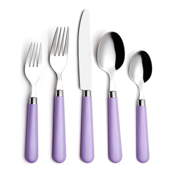 ANNOVA Stainless Steel Colorful Tableware Kitchen Flatware Set Utensils, Includes Dinner Knives, Forks, Spoons, Salad Forks & Dessert Spoons, Modern Rounded Shape (Lilac, 20 Pieces) Y101
